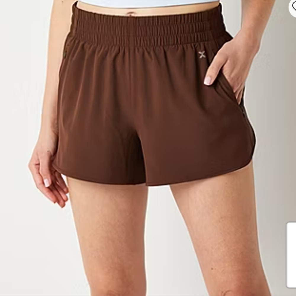 Xersion Brown Athletic Shorts with Soft Fabric and Relaxed Fit